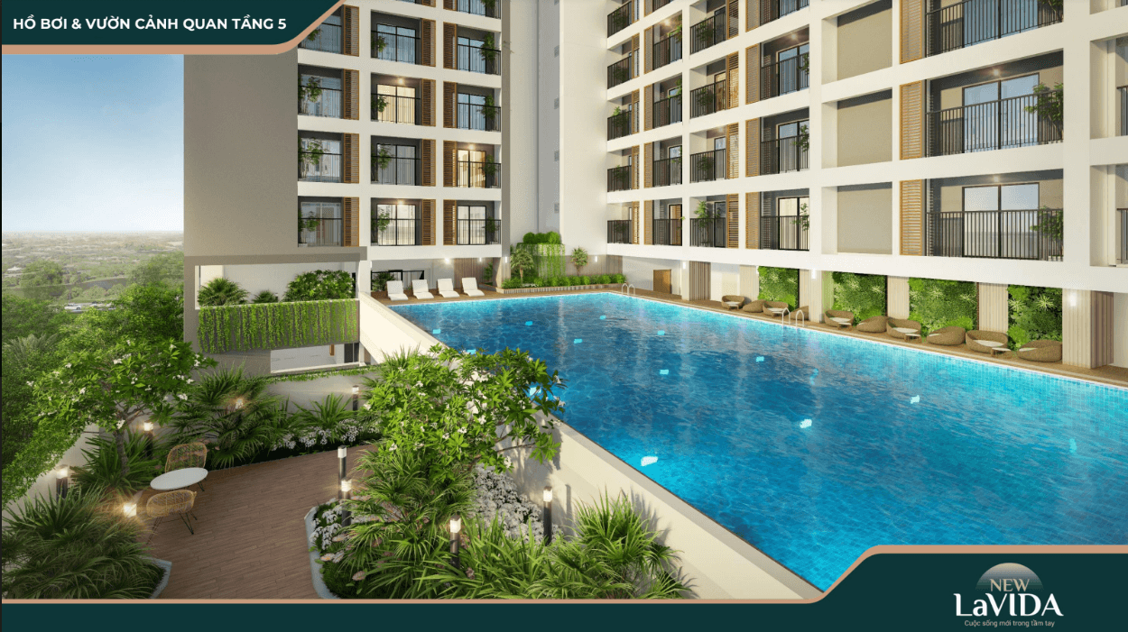 Hồ bơi tràn bờ tại dự án New Lavida